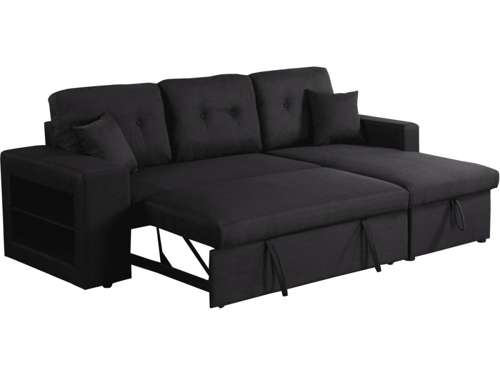 Canapé d'angle convertible/réversible "Axel" - 3 places - Noir