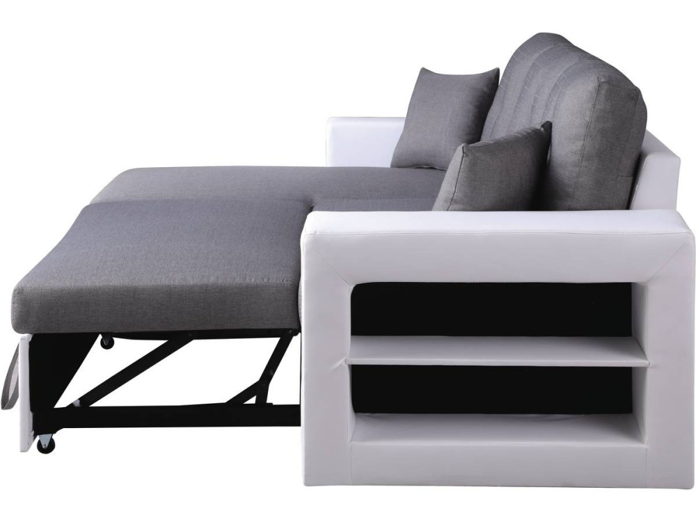 Canapé d'angle convertible/réversible "Axel" - 3 places - Blanc/Gris