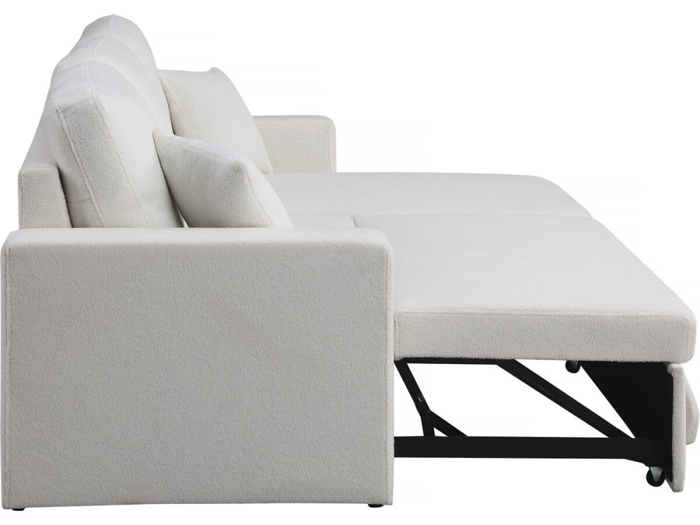 Canapé d'angle convertible/reversible avec coffre "Alain" - 3 places - Bouclettes -  Blanc