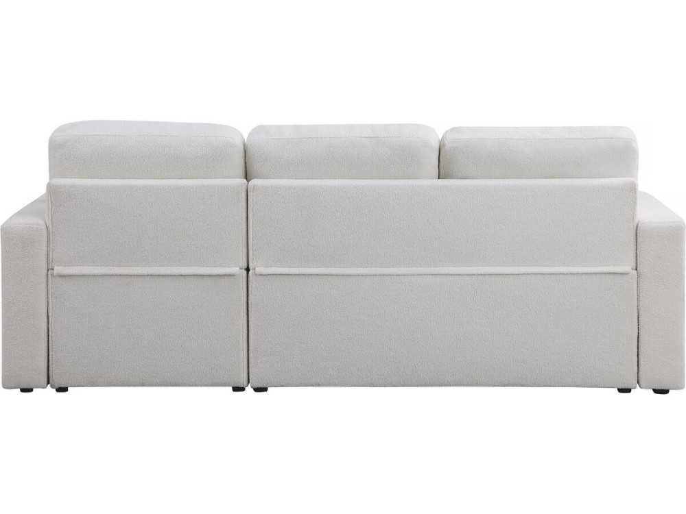 Canapé d'angle convertible/reversible avec coffre "Alain" - 3 places - Bouclettes -  Blanc