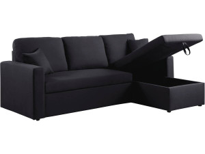 Canapé d'angle convertible/ réversible "Alain" - 221 x 145 x 85 cm - 3 places - Noir