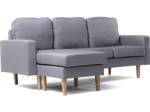 Canapé d'angle réversible en tissu "Gabby" -  3 places - Gris Clair