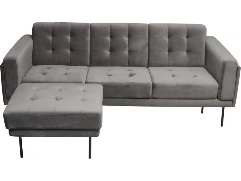 Canapé d'angle reversible en velours "Noé" - 3 places - Gris