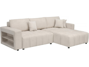 Canapé d'angle convertible tissu chenille 3 places - "Trocadero" - Crème