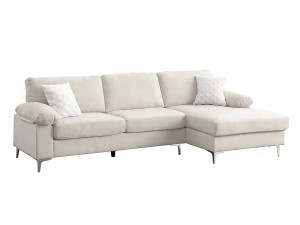 Canapé d'angle droit en tissu chenille "Jade" - 3 places - Beige