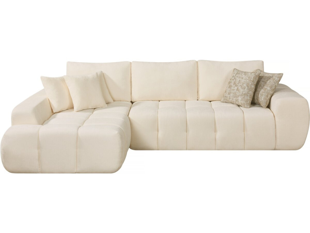 Canapé d'angle gauche en tissu style bubble "Sidonie" - 4 places - Beige
