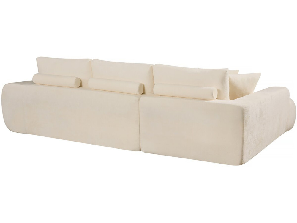 Canapé d'angle gauche en tissu style bubble "Sidonie" - 4 places - Beige
