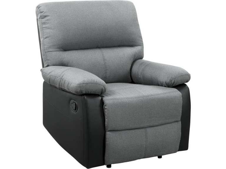 Fauteuil relax "Lincoln" - 90 x 89 x 103 cm - Noir/Gris foncé