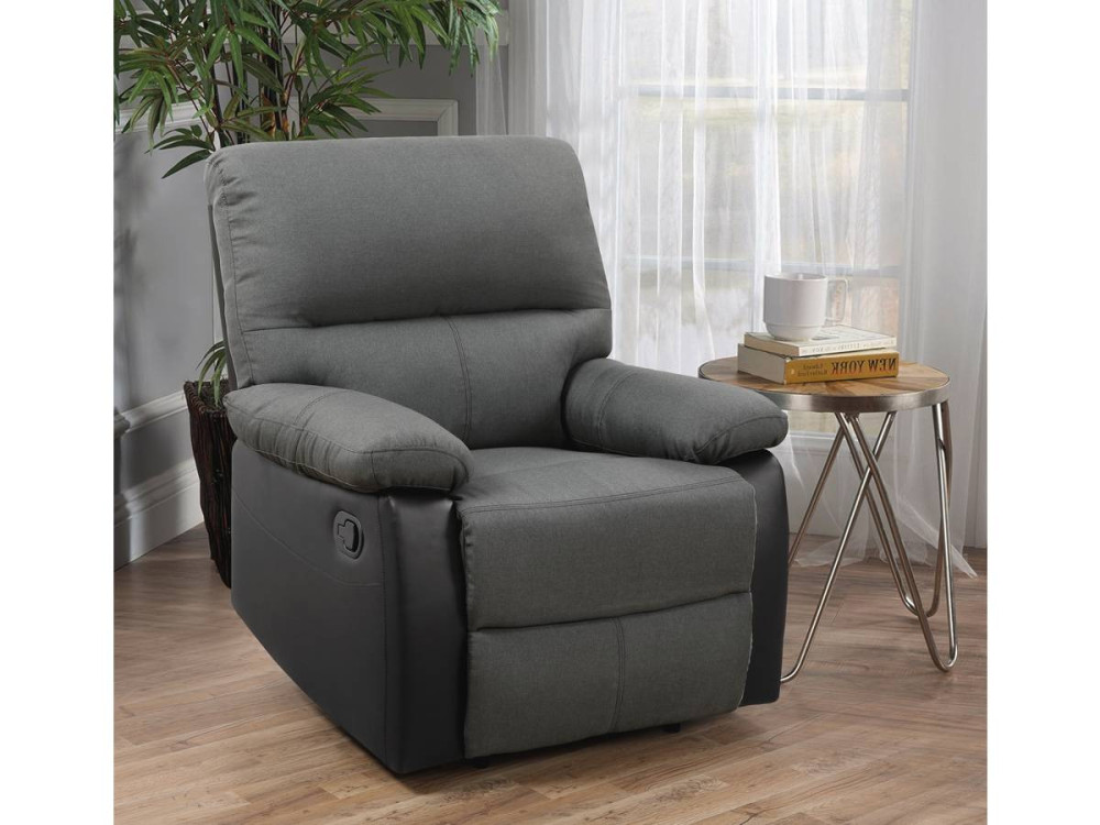 Fauteuil relax "Lincoln" - 90 x 89 x 103 cm - Noir/Gris foncé