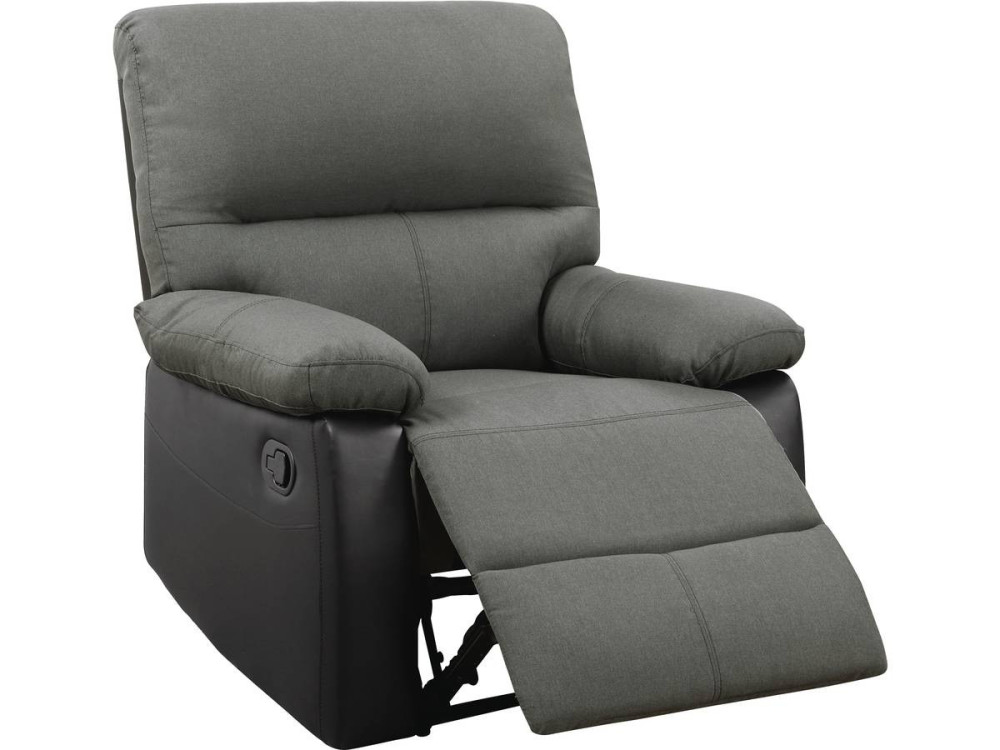 Fauteuil relax "Lincoln" - 90 x 89 x 103 cm - Noir/Gris foncé