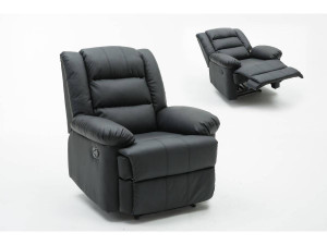 Fauteuil relax "Buckingham" - 85 x 93 x 100 cm - Noir