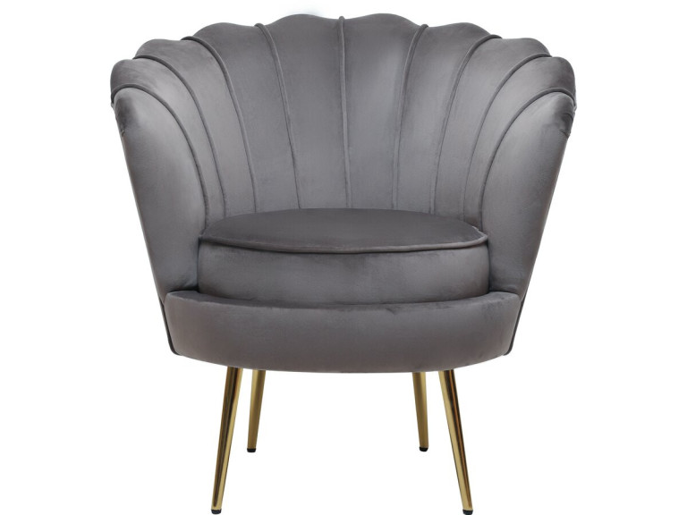 Fauteuil en velours "Floria" - 75 x 68 x 77.5 cm - Gris