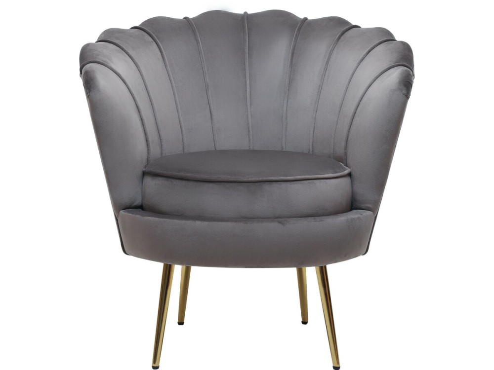 Fauteuil en velours "Floria" - 75 x 68 x 77.5 cm - Gris