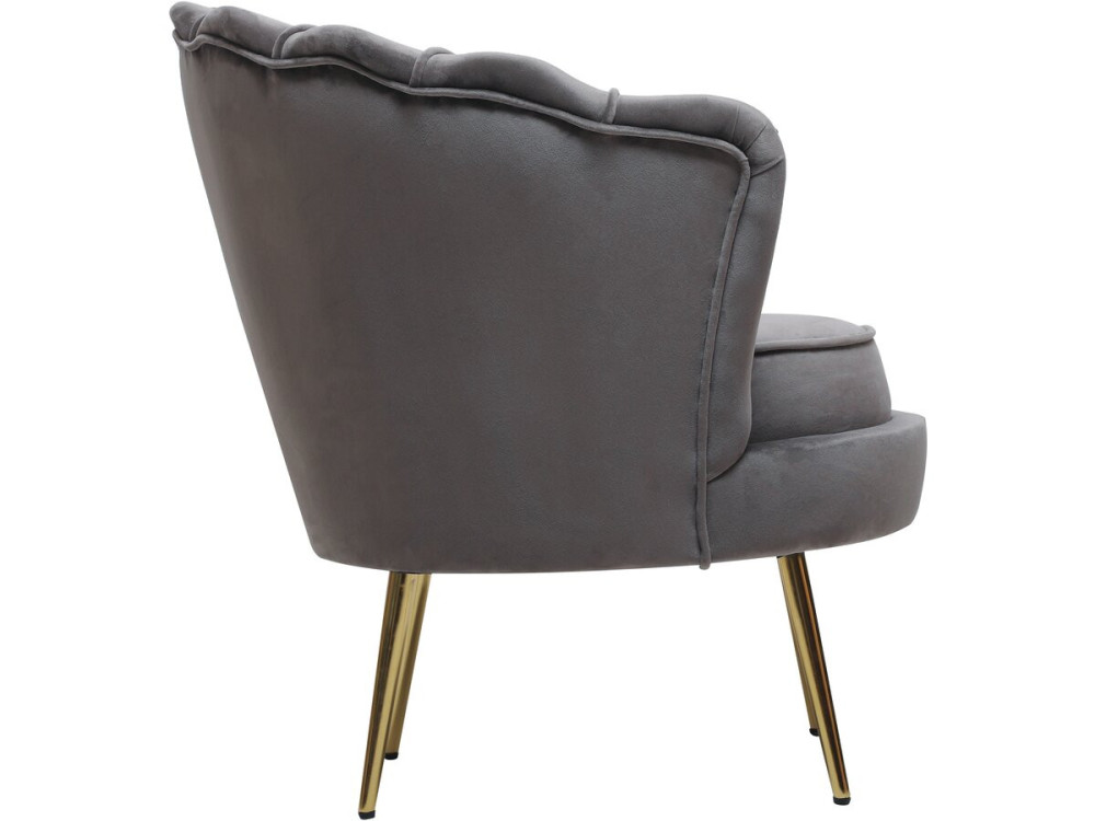 Fauteuil en velours "Floria" - 75 x 68 x 77.5 cm - Gris