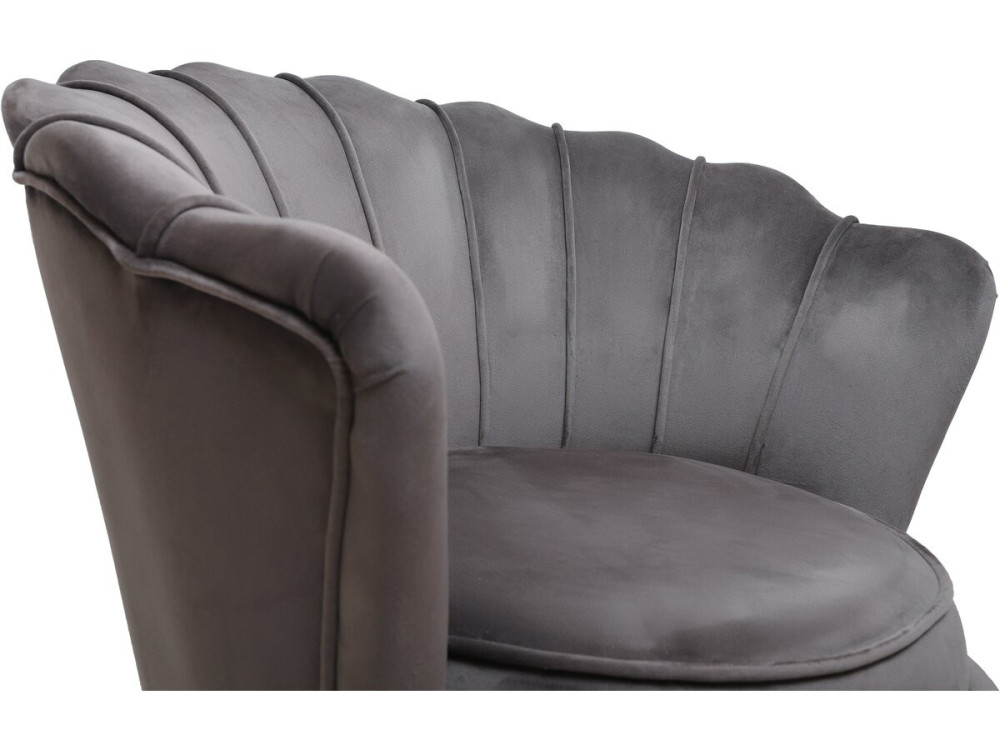 Fauteuil en velours "Floria" - 75 x 68 x 77.5 cm - Gris
