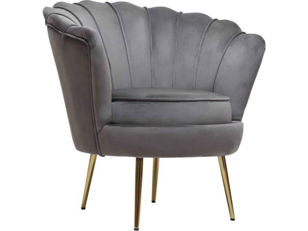 Fauteuil en velours "Floria" - 75 x 68 x 77.5 cm - Gris