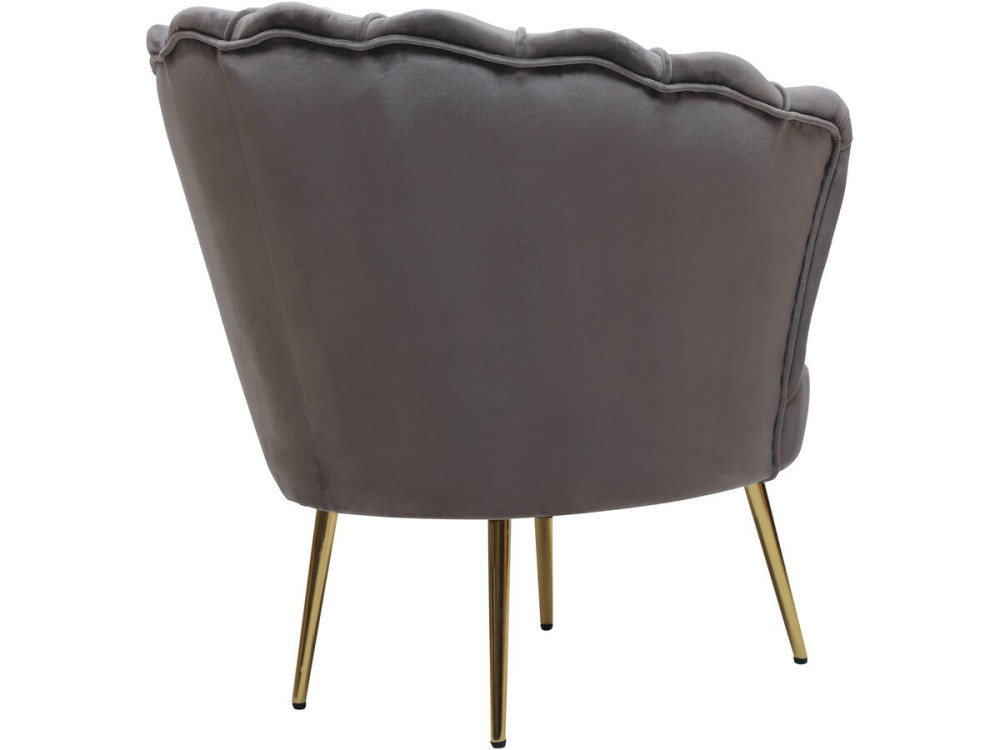 Fauteuil en velours "Floria" - 75 x 68 x 77.5 cm - Gris