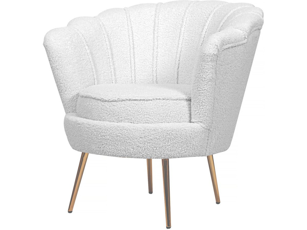 Fauteuil bouclette "Floria" - 75 x 68 x 77,5 cm -  Blanc