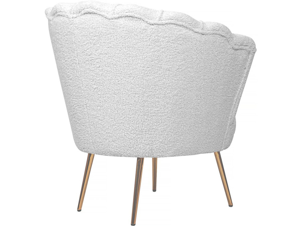 Fauteuil bouclette "Floria" - 75 x 68 x 77,5 cm -  Blanc