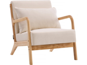 Fauteuil "Clinton" en bois style scandinave - Lin - Beige