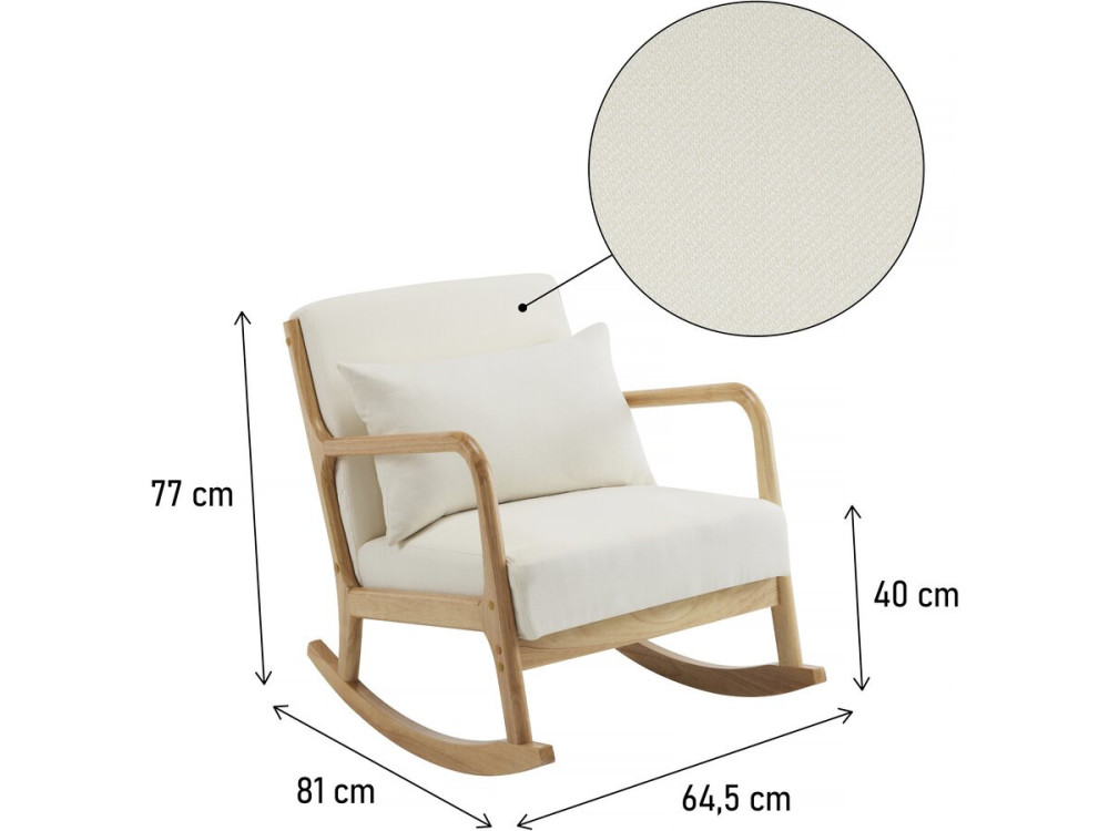 Fauteuil à bascule style scandinave bouclette et bois " Clinton " - Beige
