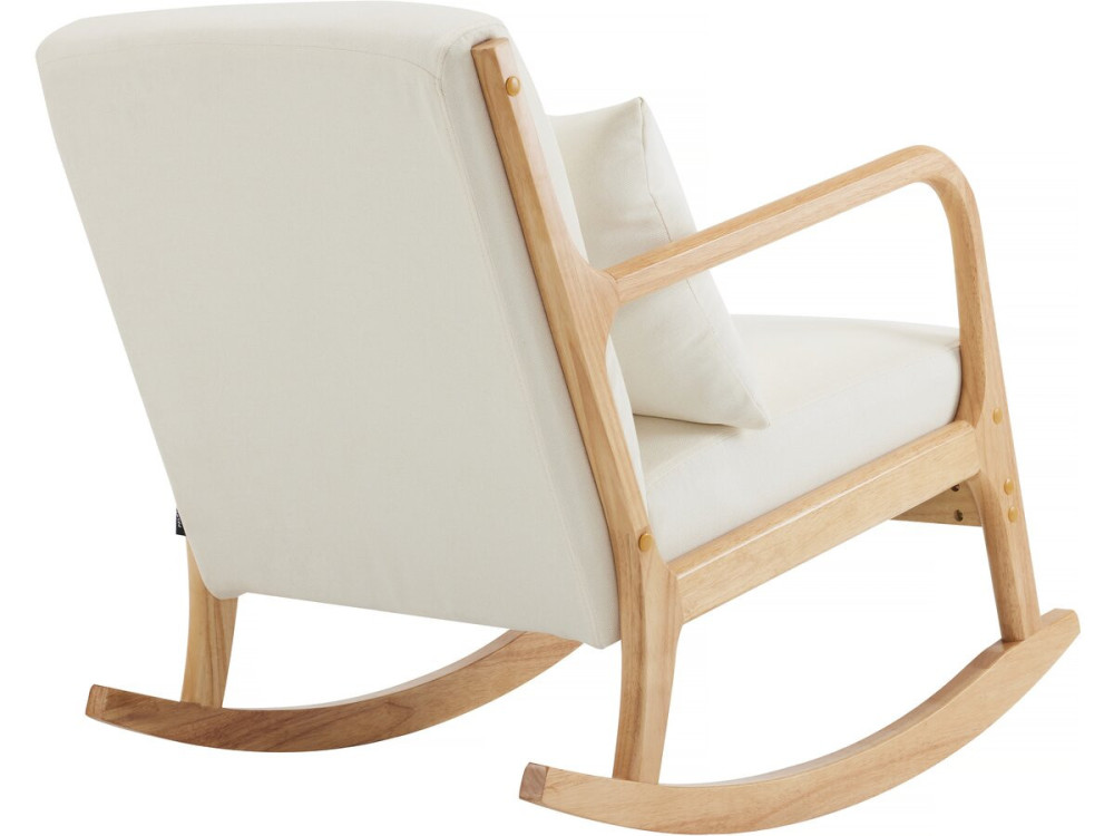 Fauteuil à bascule style scandinave bouclette et bois " Clinton " - Beige