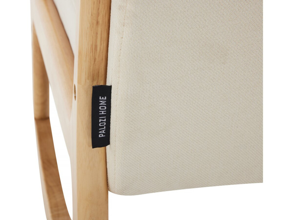 Fauteuil à bascule style scandinave bouclette et bois " Clinton " - Beige