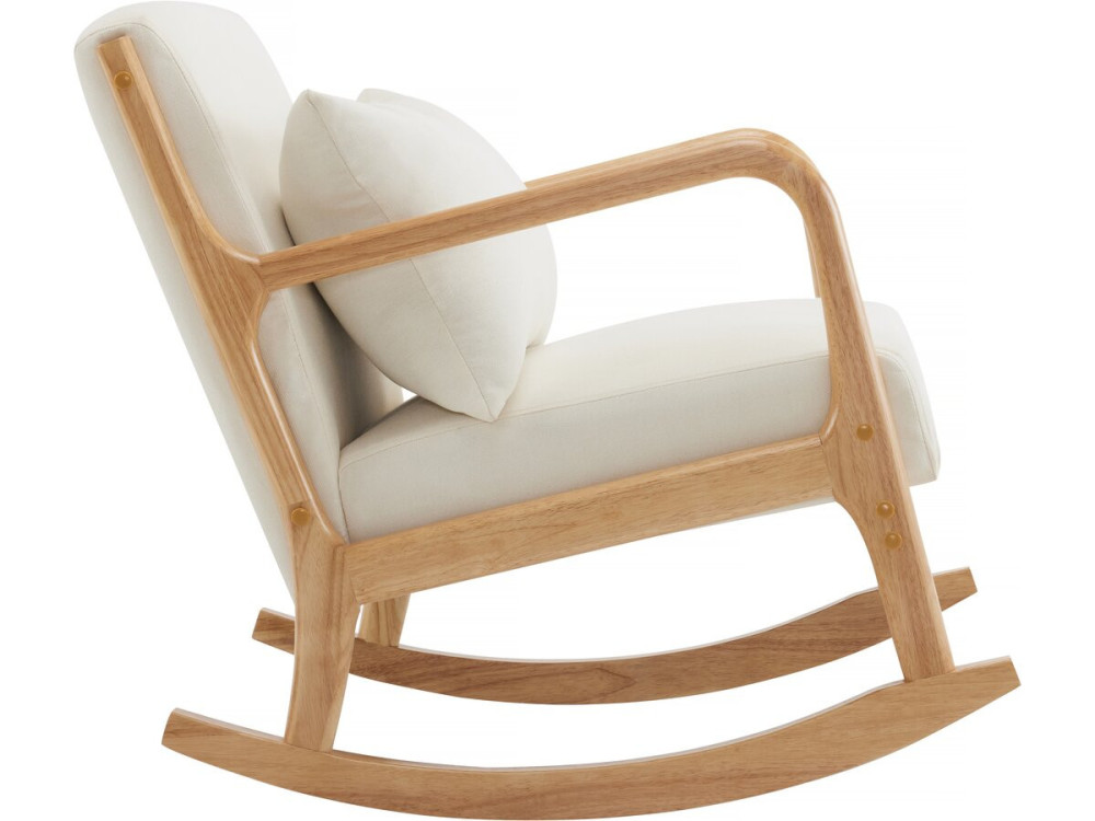 Fauteuil à bascule style scandinave bouclette et bois " Clinton " - Beige