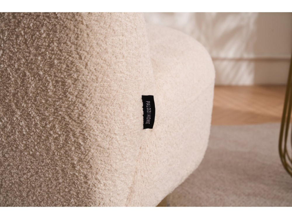 fauteuil bouclette pivotant "Churchill" - 76 x 80 x 74 cm - Blanc