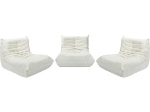 Lot de 3 chauffeuses pour canapé modulables en tissu texturé "Velasca" - Blanc