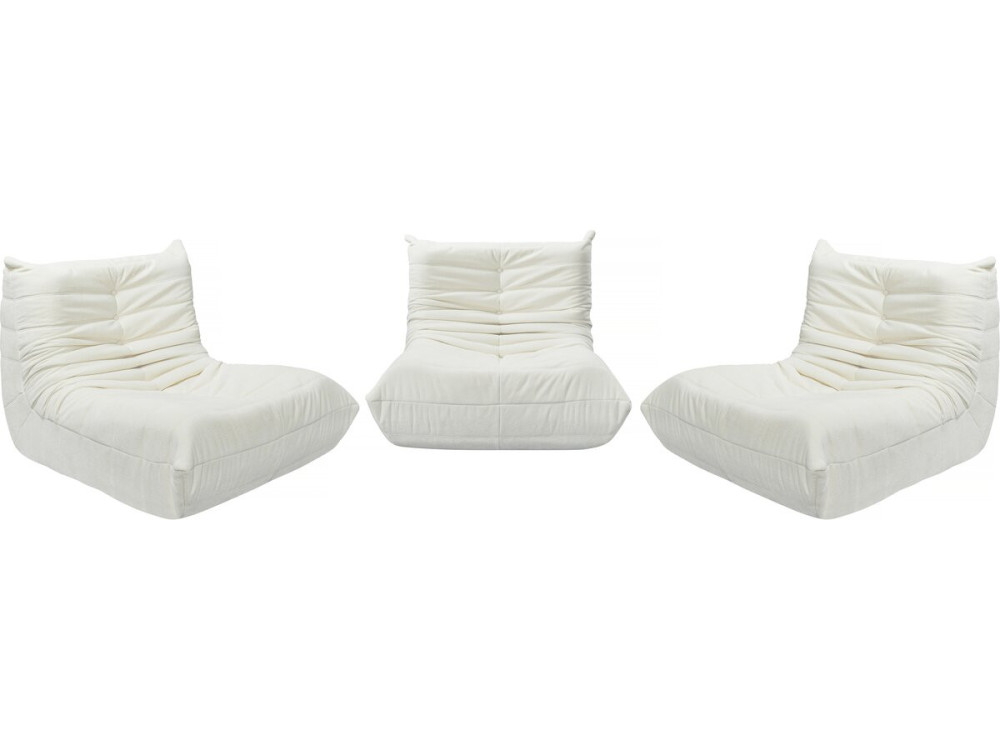 Lot de 3 chauffeuses pour canapé modulables en tissu texturé "Velasca" - Blanc