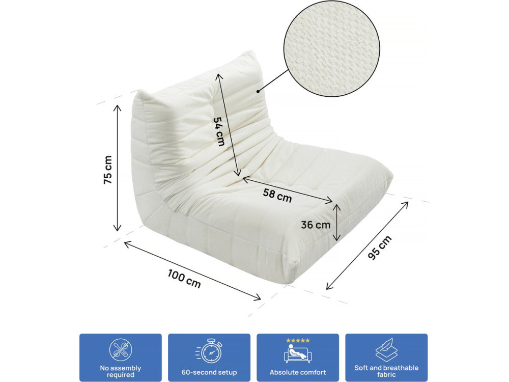 Lot de 3 chauffeuses pour canapé modulables en tissu texturé "Velasca" - Blanc