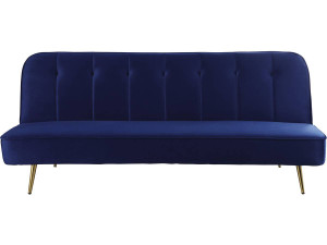 Canapé Clic Clac en velours "James" - 180 x  83 x 75 cm - 3 places - Bleu foncé