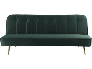 Canapé Clic Clac velours "James" - 180 x  83 x 75 cm - 3 places - Vert foncé.
