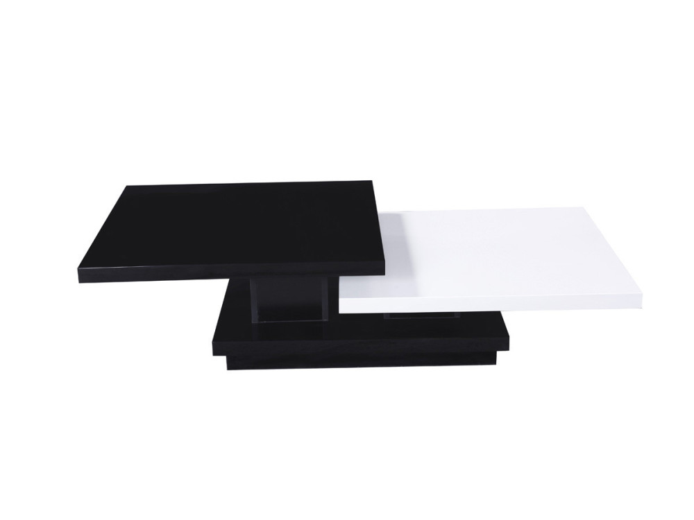 Table basse "Zen" - 141,5 x 75 x 30 cm - Noir/Blanc