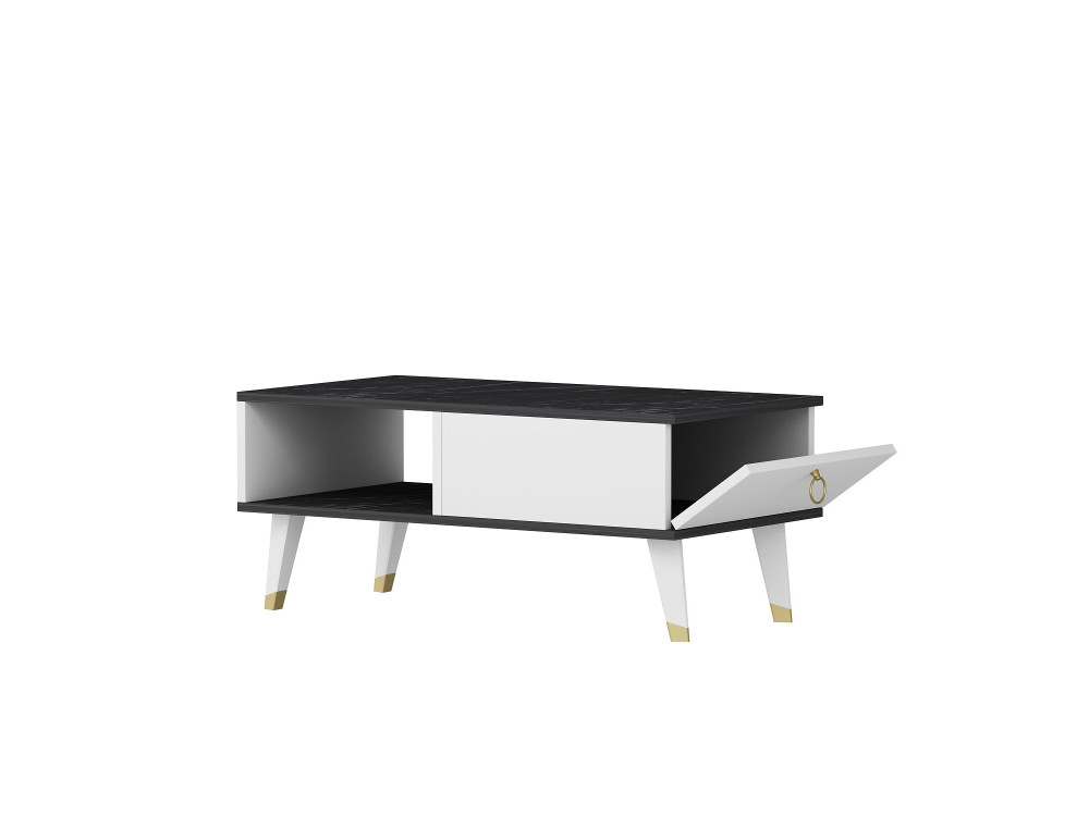 Table basse en bois "Delux" - 90 x 45 x 42 cm - Noir, Blanc