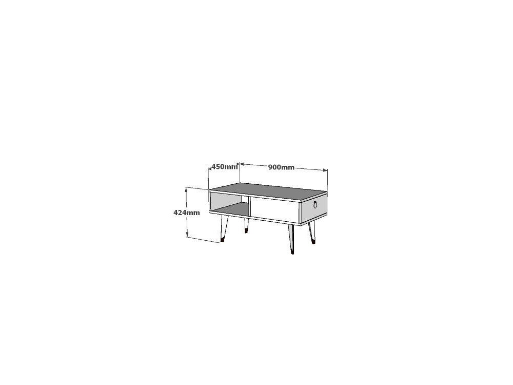 Table basse en bois "Delux" - 90 x 45 x 42 cm - Noir, Blanc