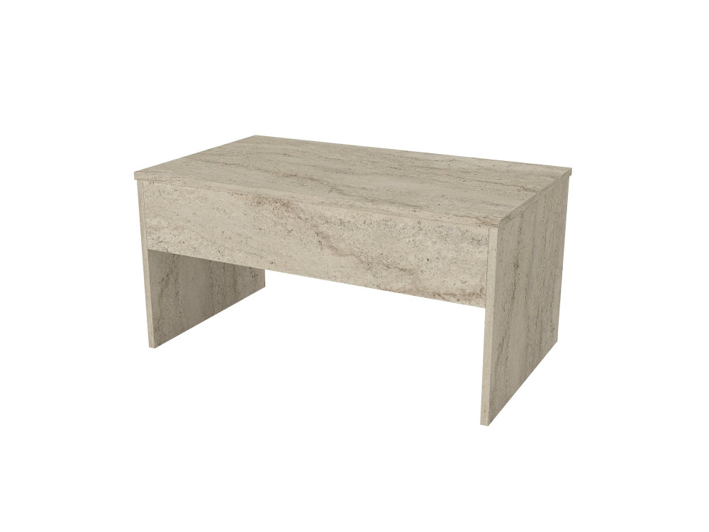 Table basse avec coffre de rangement en bois "Akilli" - 90 x 45 x 52 cm - Travertin
