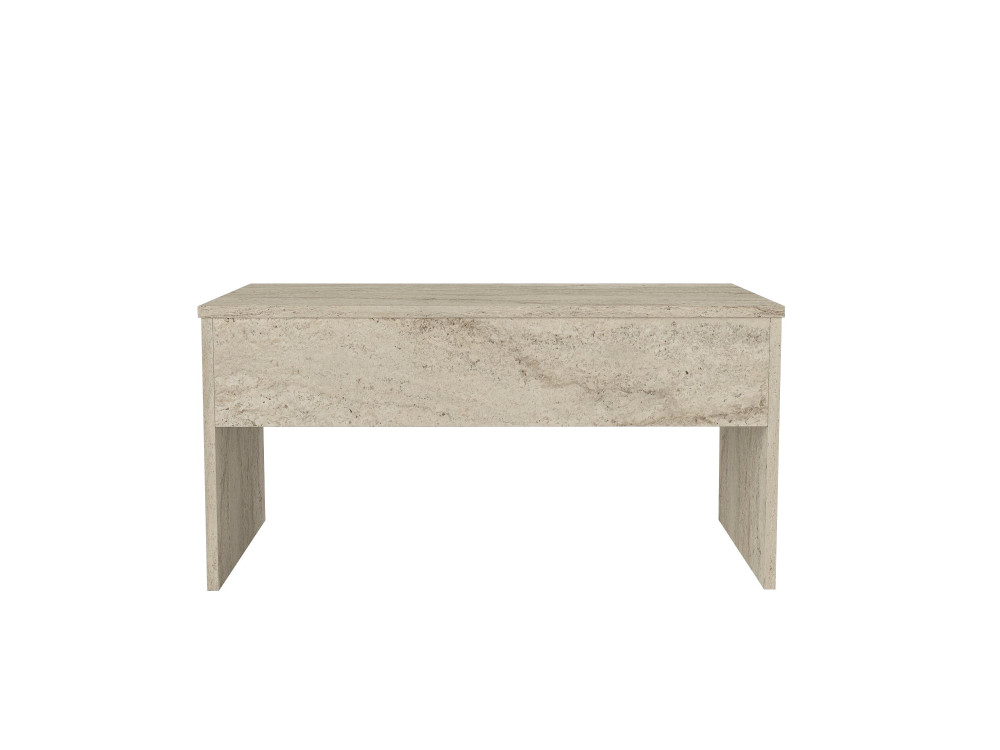 Table basse avec coffre de rangement en bois "Akilli" - 90 x 45 x 52 cm - Travertin