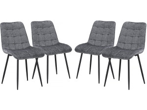 Chaise de salle a manger en tissu haut de gamme  "Yanis" - Lot de 4 - Gris