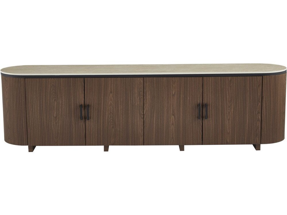 Buffet ovale en bois "Portofino" - 200 x 40 x 55 cm - Marron
