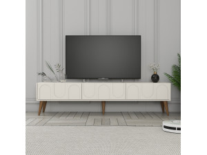 Meuble TV en bois "Lyon" - 180 x 35 x 44 cm - CrèmeNoix 2