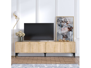 Meuble TV en bois "Nora" - 180 x 35 x 50 cm - Chêne Saphir 2