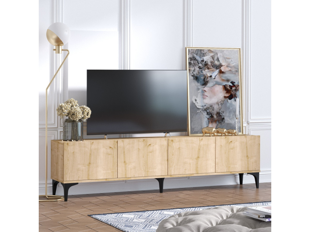 Meuble TV en bois "Nora" - 180 x 35 x 50 cm - Chêne Saphir