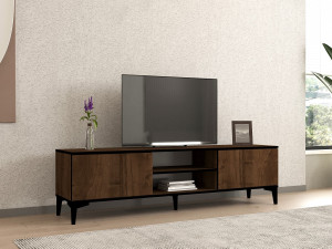 Meuble TV en bois "Erem" - 180 x 40 x 45 cm - NoyerNoir 2