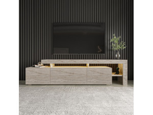 Meuble TV en bois "Beliz" - 192 x 37 x 53 cm - Travertin 2