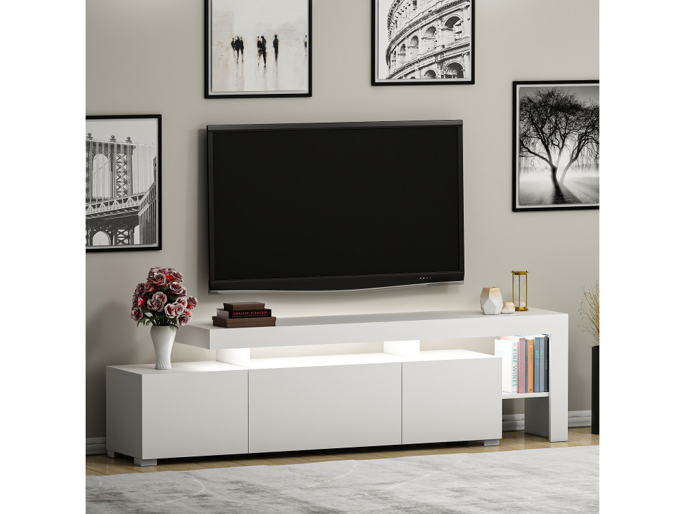Meuble TV en bois "Beliz" 192 x 37 x 53 cm - Blanc