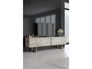 Meuble TV en bois "Luxe" - 180 x 30 x 50 cm - TravertinOr 2