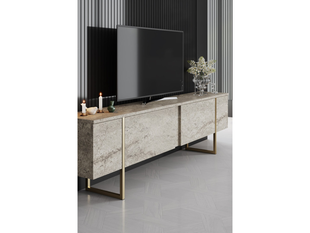 Meuble TV en bois "Luxe" - 180 x 30 x 50 cm - TravertinOr