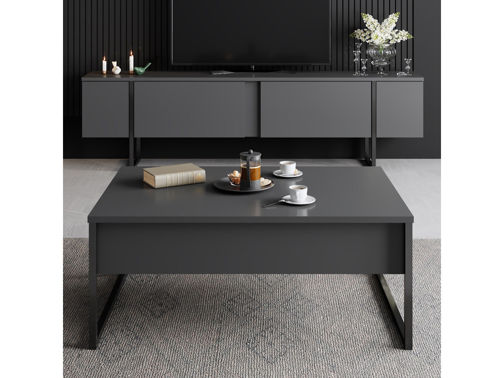 Meuble TV en bois "Luxe" 180 x 30 x 50 cm - Anthracite